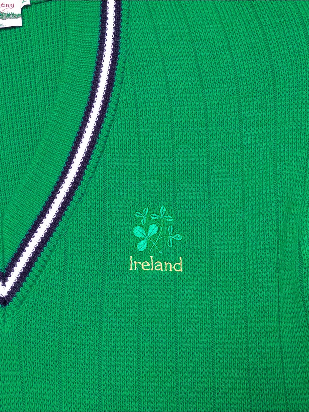 Celtic Country Ireland‎ Shamrock V-Neck Sweater Kelly Green, Men’s Size M - Picture 4 of 6